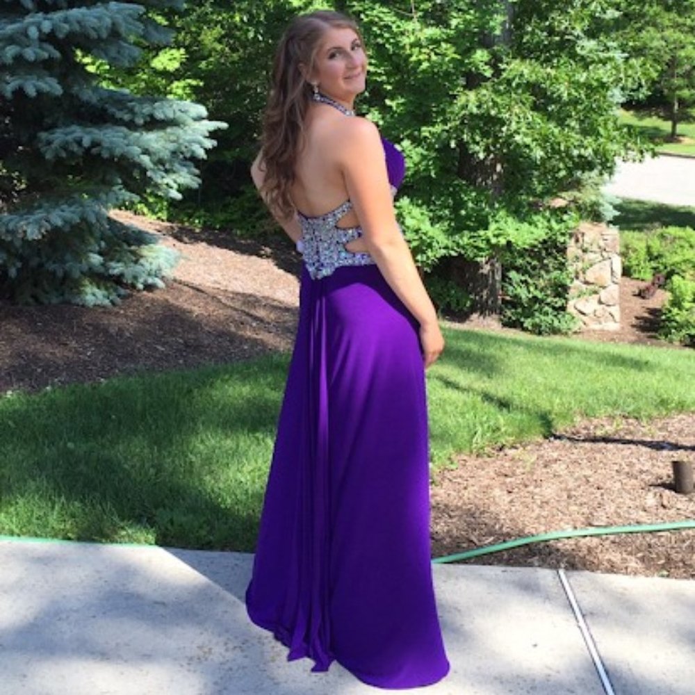 Prom Dress, purple, long, cutouts